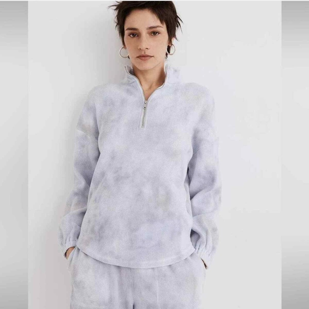 Madewell MWL Waffle Half-Zip Sweatshirt in Tie-Dye